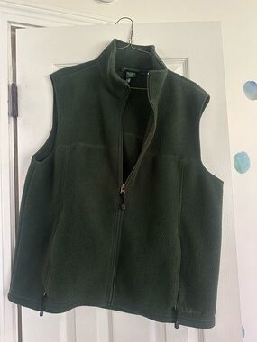 Mens Dark Green Fleece Vest - Classic Outdoor Layer - LL BEAN
